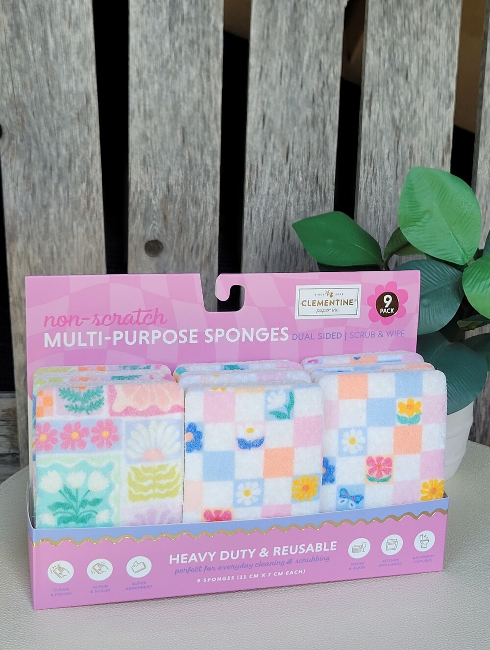 Clementine Non-Scratch Multi-Purpose Sponges - Pastel Floral Set of 9